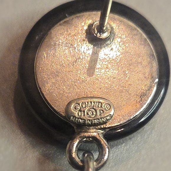 Chanel Mirrored Coco Mark Black Block Dangling Drop Earrings - Picture 4 of 4